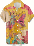 Camiseta Masculina Engraçada com Gato de Desenho Animado 3D Estampado Para Homens Camisetas Estampadas de Dinossauro Engraçadas Moda Nova Roupas Casuais Oversized Masculinas