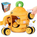 Brinquedos para Bebê 6-12 Meses Colmeia de Bebê Macia com 5 Abelhas Sensoriais Chocalho Espelho Amassadinho Apito Brinquedo Montessori Macio para Crianças