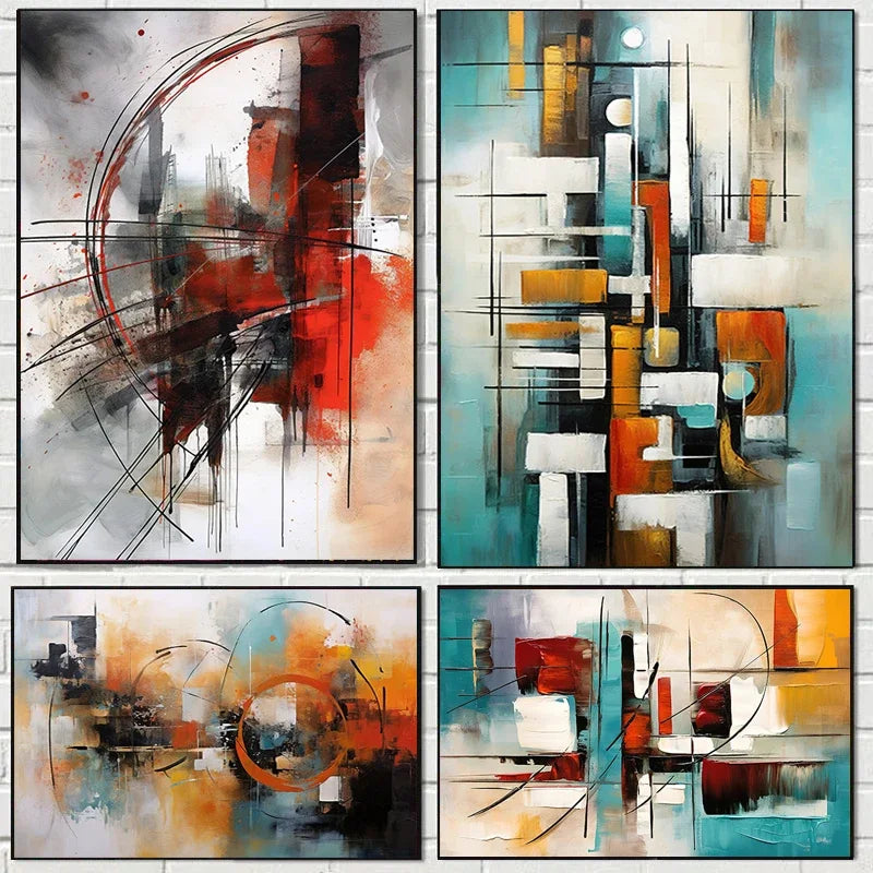 Pôster de Quadro Abstrato Clássico em Tinta a Óleo Fosca sobre Tela para Decoração de Casa, Sala de Estar e Quarto