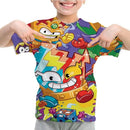Camiseta Padrão 3D SuperThings Infantil Camiseta O-neck Manga Curta Roupas Meninas Casual Camiseta Tops Primavera Verão Roupas Infantis