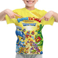 Camiseta Padrão 3D SuperThings Infantil Camiseta O-neck Manga Curta Roupas Meninas Casual Camiseta Tops Primavera Verão Roupas Infantis