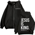 Moletom com Zíper Jesus É Rei Bíblia Cristã Masculino e Feminino Moda Harajuku Casaco com Zíper Fleece Casual