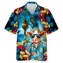 Camisas Engraçadas e Legais de Vaca Roupas Masculinas Camisa de Botão com Lapela Havaiana Estampa 3D Casual Moda Padrão de Personalidade Blusa na Moda