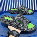 Chinelos Masculinos Sapatos de Verão Sandálias Estampadas Tendência Antiderrapante Slides Femininos Chinelo de Casal Moda Massagem Calçados de Praia