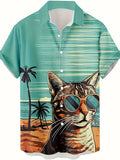 Camiseta Masculina Engraçada com Gato de Desenho Animado 3D Estampado Para Homens Camisetas Estampadas de Dinossauro Engraçadas Moda Nova Roupas Casuais Oversized Masculinas