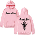 Moletom Masculino Plus Size 'Jesus Is King' Estampado, Religioso, Casual, Streetwear, Estilo Gótico Harajuku, Manga Longa, Malha de Inverno