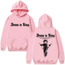 Moletom Masculino Plus Size 'Jesus Is King' Estampado, Religioso, Casual, Streetwear, Estilo Gótico Harajuku, Manga Longa, Malha de Inverno