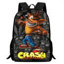 Mochilas Infantis Cartoon Crash Bandicoots Bolsa de Ombro Estojo de Lápis Mochilas Escolares de Grande Capacidade para Meninos e Meninas Melhor Presente
