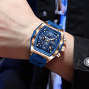Relógio Masculino LIGE Luxo à Prova d'Água Quartzo Cronógrafo Luminoso com Data Esportivo Pulseira de Silicone
