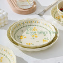 Pratos no Estilo do Campo Francês, Tigelas de Arroz para Uso Doméstico, Novo Conjunto de Louças de Cerâmica com Cor sob Esmalte, Pratos Profundos de Alta Qualidade