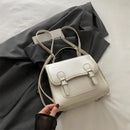 Mochila Feminina Estilo Faculdade Moda Casual Cor Sólida Bolsas de Ombro para Senhoras Bolsa Feminina Simples de Couro PU Macio