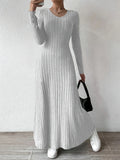 Vestidos Femininos Roupas Femininas Novo Vestido Longo de Manga Longa com Decote em V Tricotado para Mulheres Vestidos Longos Elegantes de Festa Roupas Góticas 2025