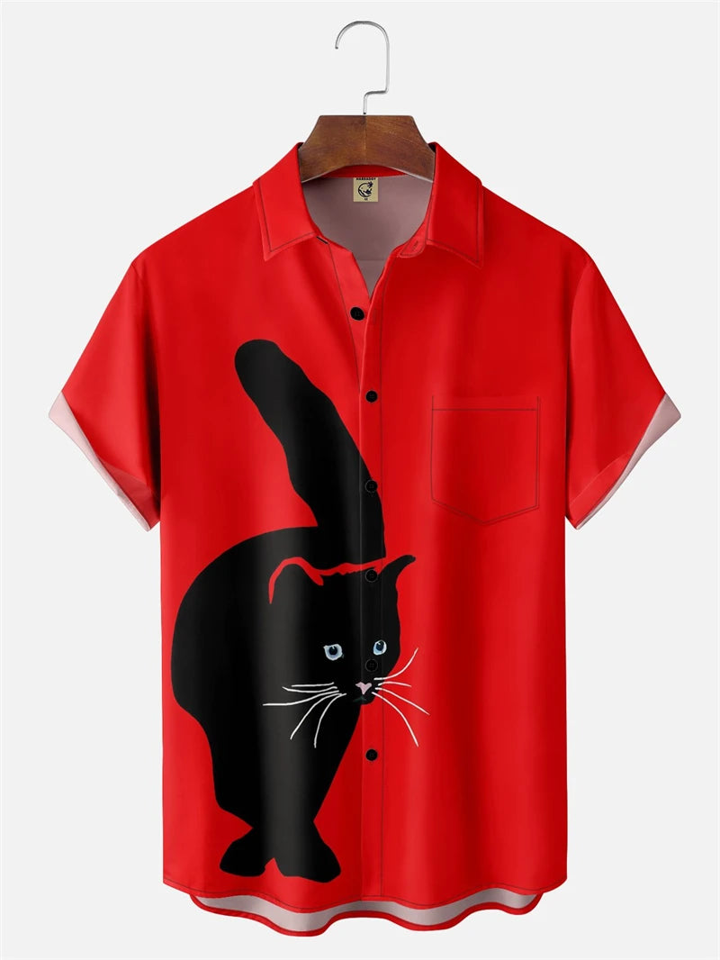 Camisetas Gráficas de Gato Fofo em Estilo Cartoon para Homens e Mulheres Tendência Verão Manga Curta Blusa Estampada 3D Streetwear Legal Y2k Harajuku Tops