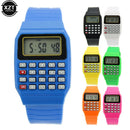 Relógio Calculadora Eletrônica Infantil Micro Calculadora Relógio de Silicone com Data e Multifuncional Relógio Mini Calculadora Portátil