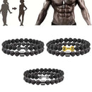 Pulseiras Masculinas de Terapia de Saúde com Energia, Proteção à Saúde, Hematita, Halteres, Pedras Naturais, Pulseiras de Ímã, Presentes