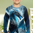 Roupas Infantis Camiseta Masculina Manga Curta Moda Estampa 3D Dragão Roupas de Verão para Crianças Roupas Casuais ao Ar Livre Tops Masculinos Gola O