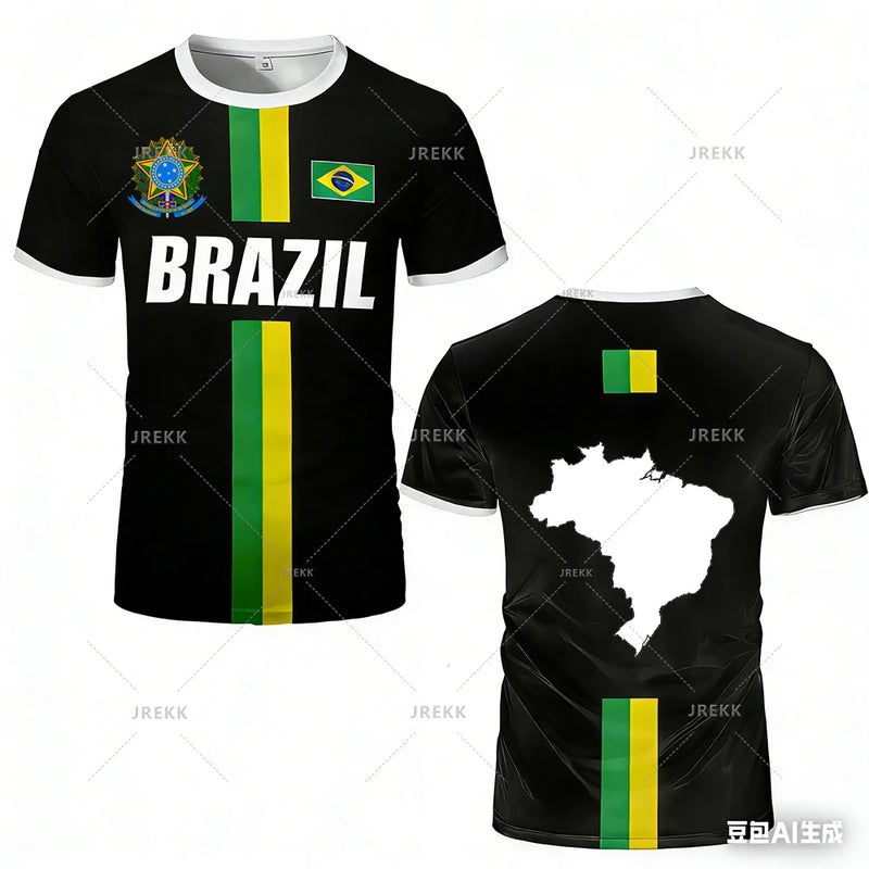 Camisa de Futebol Novo Design 2026 Top de Treinamento Listras da Bandeira do Brasil Maillot Camisa de Futebol Esportiva ao Ar Livre Secagem Rápida Camiseta Esportiva