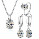 Conjuntos de Joias em Prata 925 Elegantes Anel Brincos Colar Feminino Acessórios para Casamento Noiva e Noivado