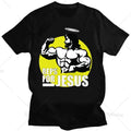 Camisetas Gráficas Engraçadas de Jesus Ninjesus Kung Fu Camiseta Casual Curta Roupas Femininas e Masculinas Tops Streetwear Japão Anime