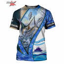 Camiseta Masculina Oversized de Manga Curta com Estampa 3D de Pesca Roupas de Pesca ao Ar Livre Top de Manga Curta
