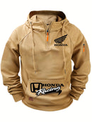 Moletom com Capuz Honda Logo Motorcycle Masculino Moletom Honda com Zíper Superior Roupas Externas de Outono e Inverno