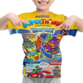 Camiseta Padrão 3D SuperThings Infantil Camiseta O-neck Manga Curta Roupas Meninas Casual Camiseta Tops Primavera Verão Roupas Infantis