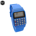 Relógio Calculadora Eletrônica Infantil Micro Calculadora Relógio de Silicone com Data e Multifuncional Relógio Mini Calculadora Portátil